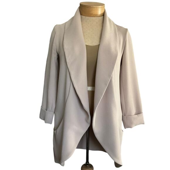 Carolina Belle Women's Tan Beige Extra Small XS Blazer Open Front Draped Lapel - Picture 1 of 8